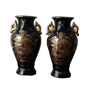LIMOGE FRANCE SUN GODESS PAIR OF ANTIQUE‎ UNDERGLAZE VASE